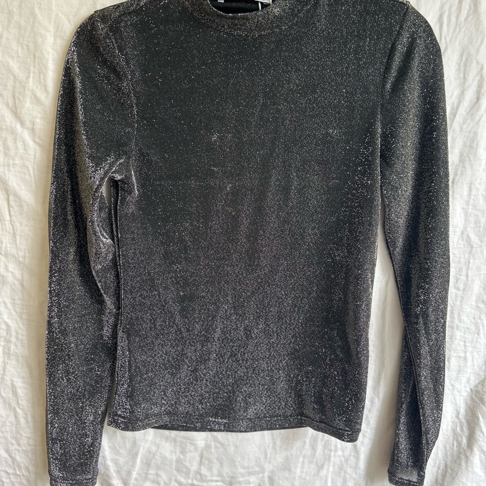 Zara Black Glitter Long Sleeve Top